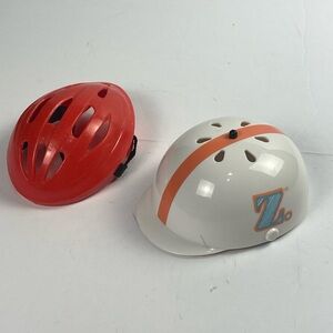 Pink Bike and White rollerblade lot of 2 American Girl Doll Helmets